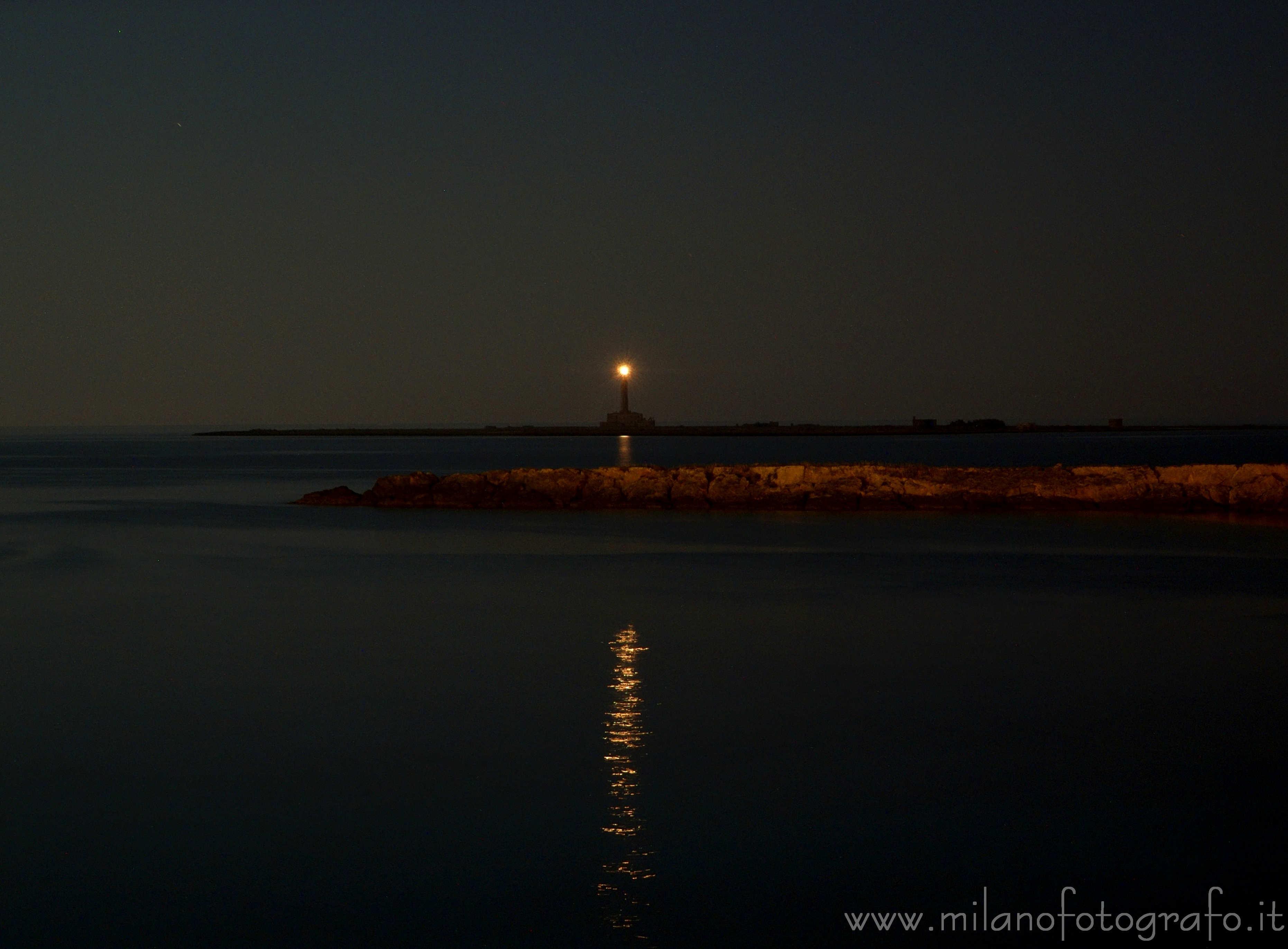 Gallipoli (Lecce, Italy) - Light tower on the Sant Andrea Island by night